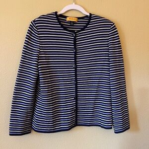 St. John Yellow Label Button Up Wmns Sweater Wool/Rayon Ribbed Scoop Neck Size M